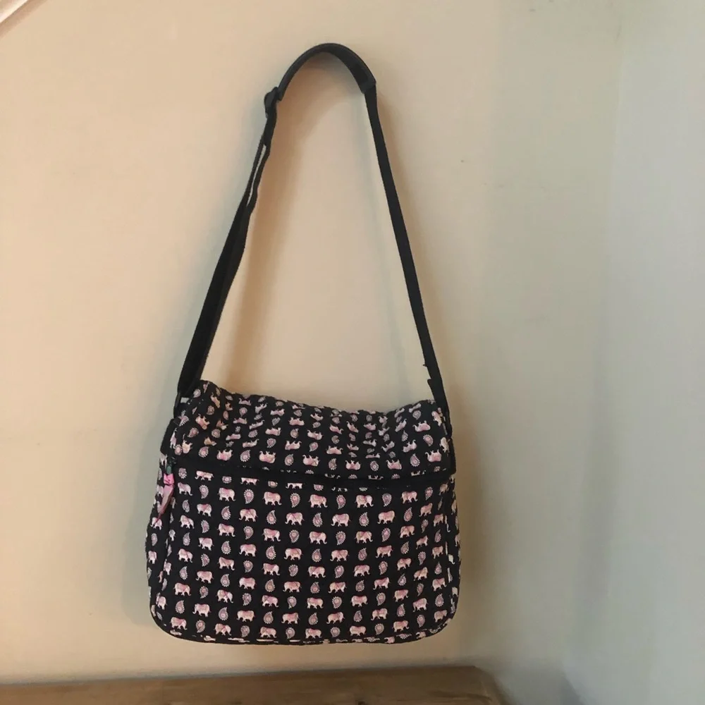 VERA BRADLEY Messenger LapTop Bag Pink Elephants